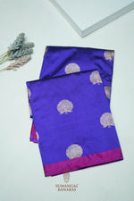 Handwoven Purple Motif Banarasi Katan Silk Saree