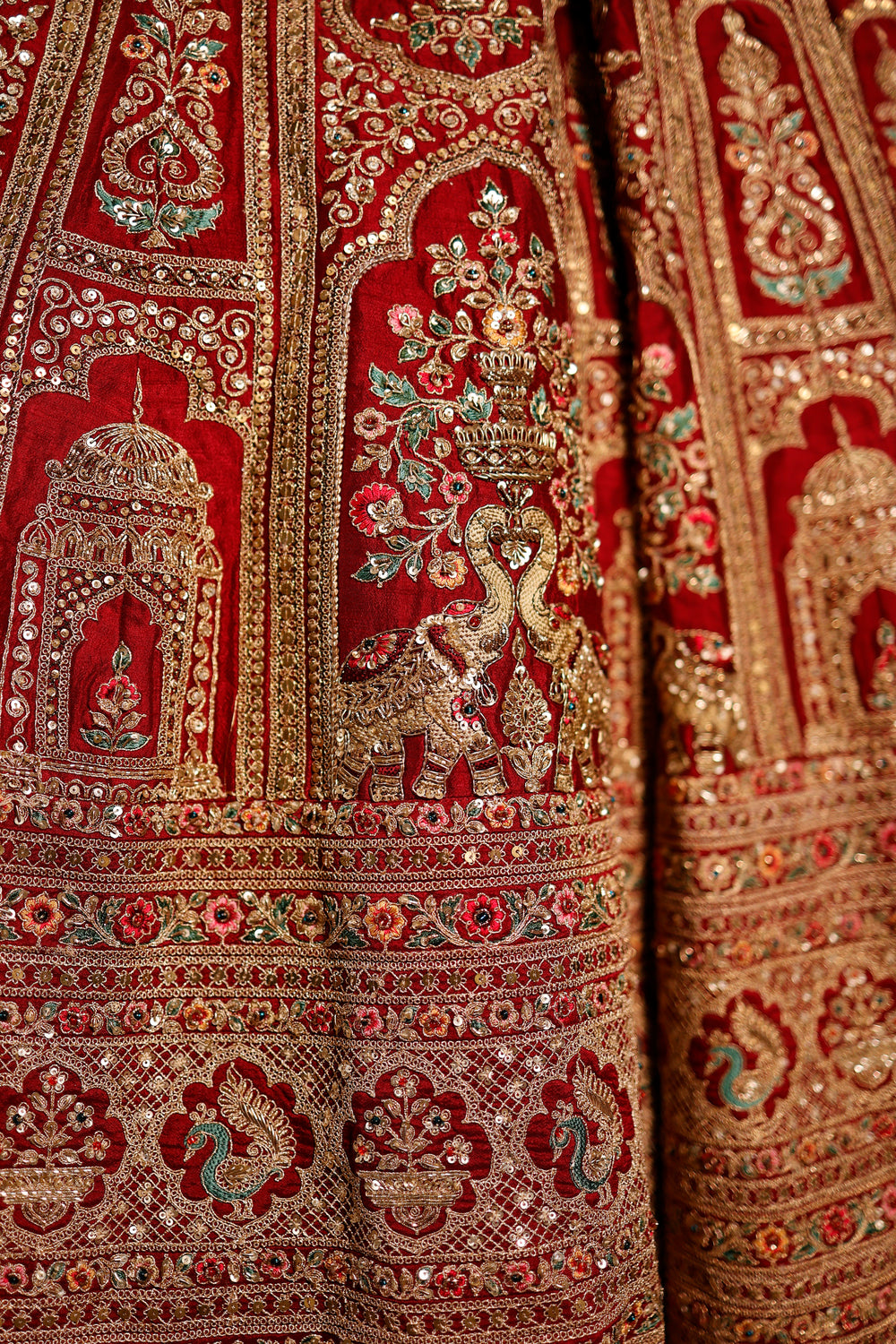 Designer Red Raw Silk Bridal Lehenga