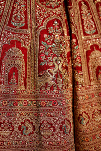 Designer Red Raw Silk Bridal Lehenga