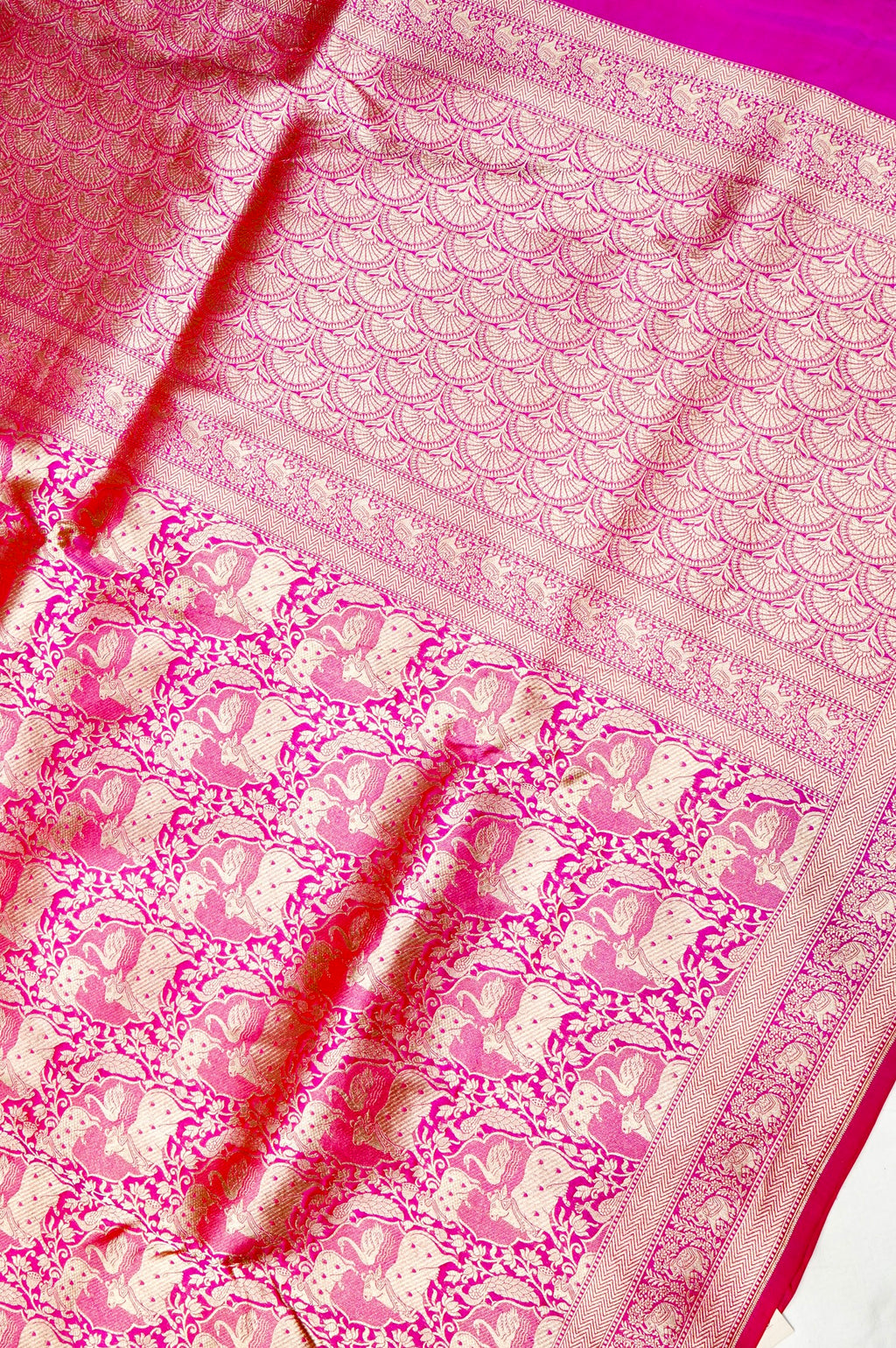 Handwoven Pink Banarasi Katan Silk Saree