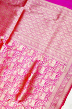 Handwoven Pink Banarasi Katan Silk Saree