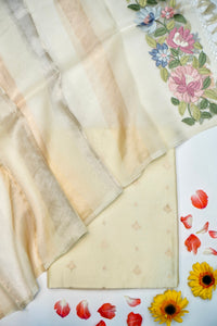 Designer Cream Chanderi Silk Suit