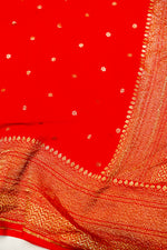 Handwoven Red Banarasi Crepe Khaddi Silk Saree