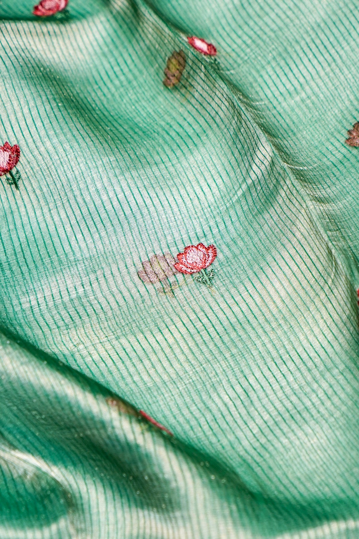 Designer Sea Green Tissue Silk  Suit