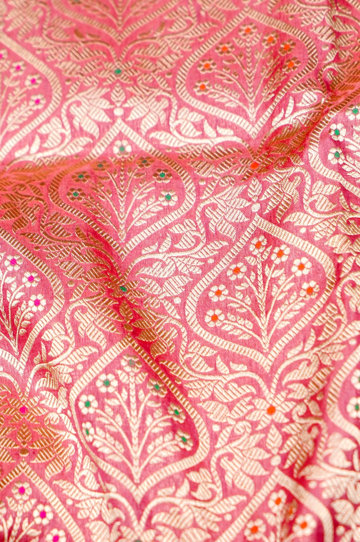 Handwoven Pink Meenakari Kadhwa Banarasi Katan Silk Saree