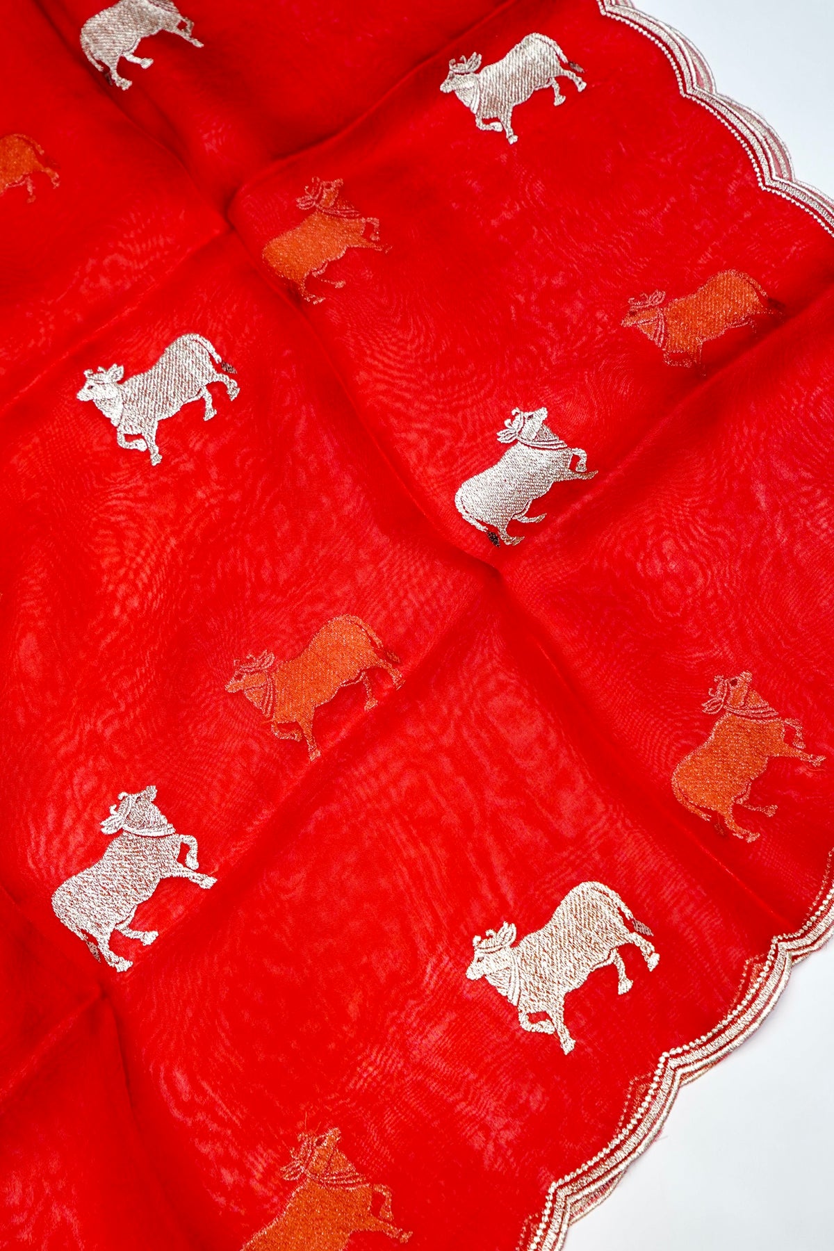 Designer Red Organza Silk Suit