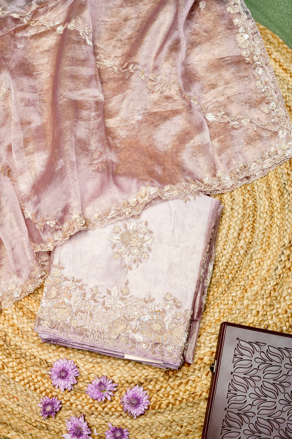 Designer Lavender Crush Tissue Suit