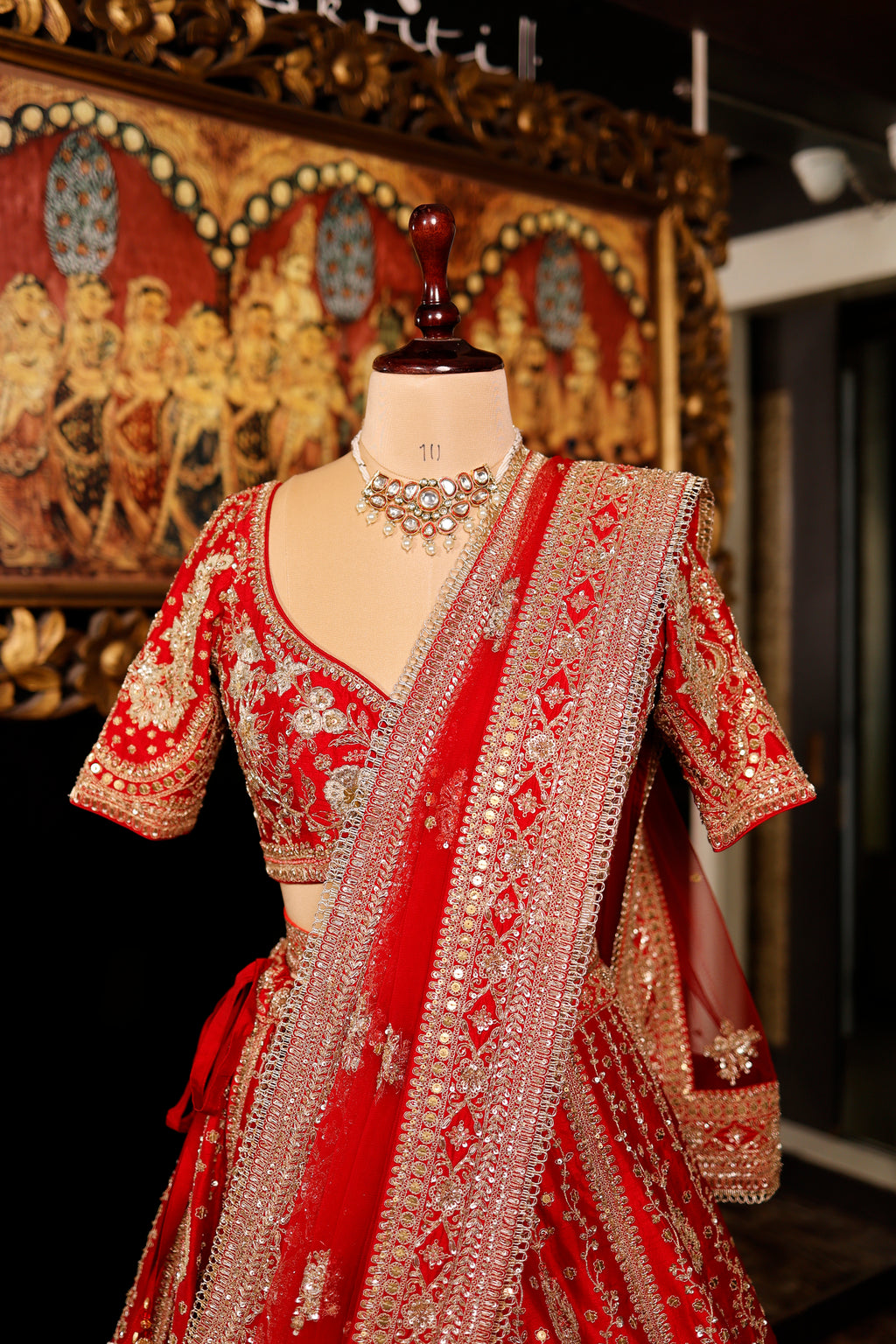 Designer Red Raw Silk Bridal Lehenga