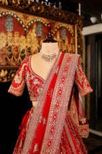 Designer Red Raw Silk Bridal Lehenga
