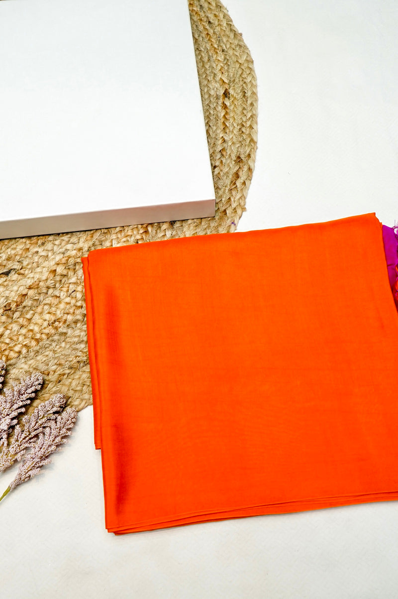 Handwoven Orange Banarasi Moonga Silk Saree