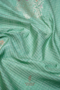Handwoven Sea Green Banarasi Tussar Silk Saree