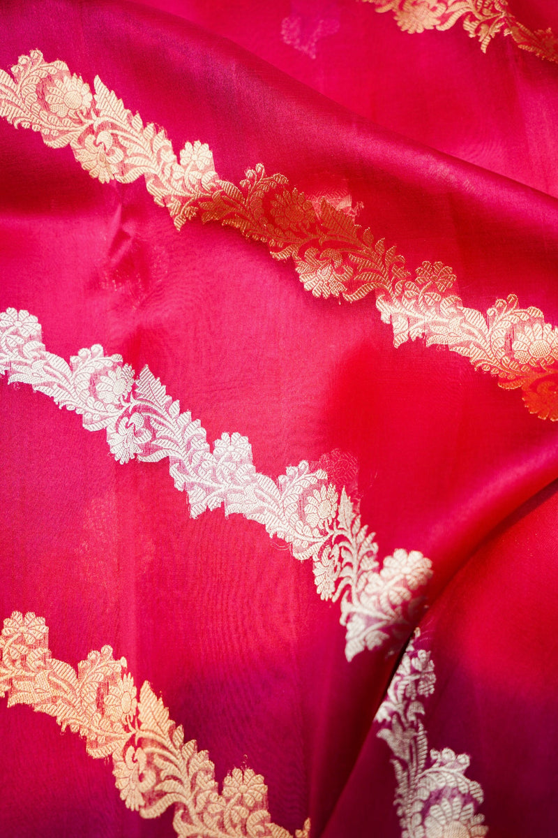 Handwoven Magenta Pink Banarasi Organza Saree