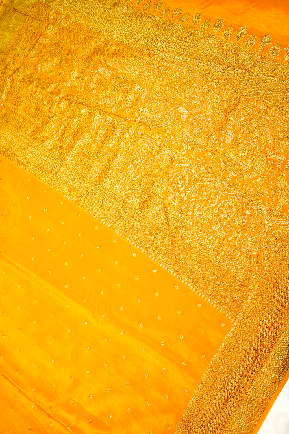 Handwoven Mustard Yellow Banarasi Crepe Khaddi Silk Saree