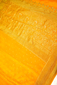 Handwoven Mustard Yellow Banarasi Crepe Khaddi Silk Saree
