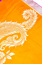 Handwoven Mustard Yellow Banarasi Moonga Silk Saree