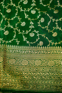 Handwoven Mustard Yellow Banarasi Crepe Silk Saree