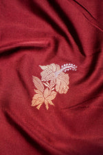 Handwoven Maroon Banarasi Mashru Katan Saree