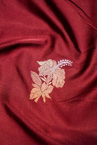 Handwoven Maroon Banarasi Mashru Katan Saree