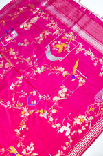 Handwoven Rani Pink Meenakari Banarasi Katan Silk Saree