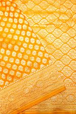 Handwoven Yellow Banarasi Khaddi Georgette Saree