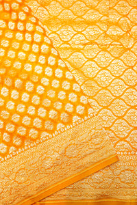 Handwoven Yellow Banarasi Khaddi Georgette Saree