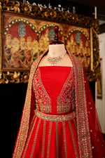 Designer Red Raw Silk Bridal Lehenga