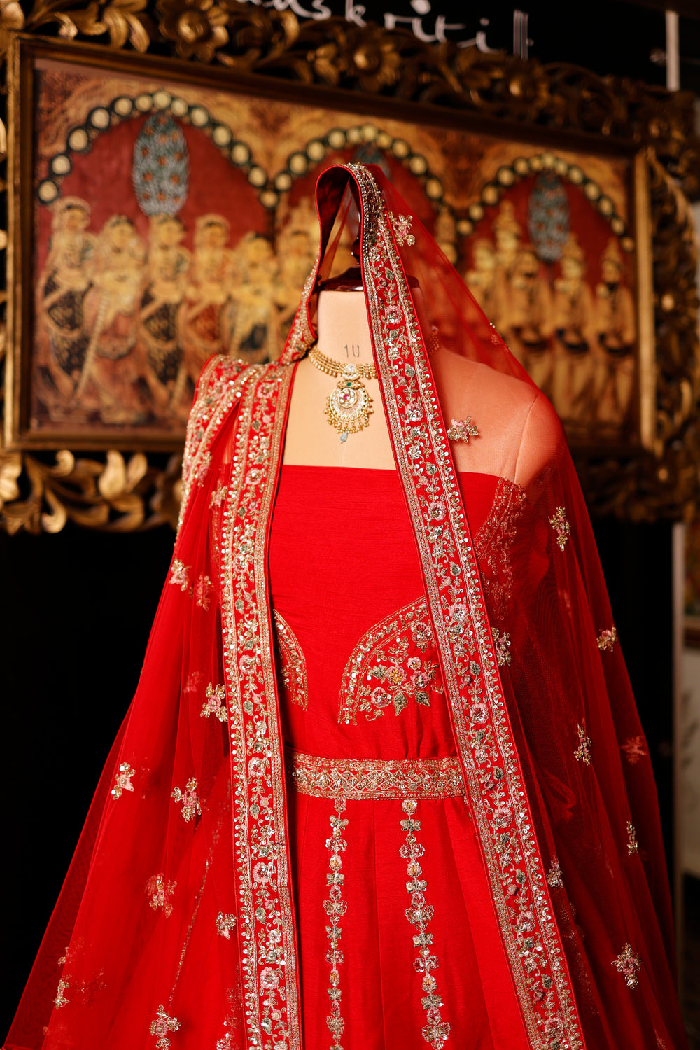Designer Red Raw Silk Bridal Lehenga
