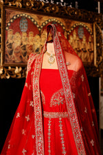 Designer Red Raw Silk Bridal Lehenga