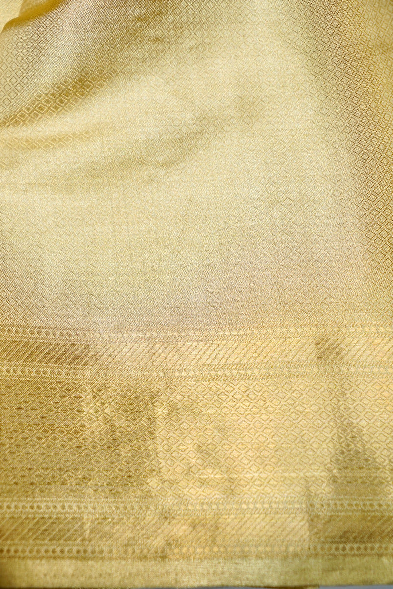 Handwoven Golden Banarasi Tissue Silk Saree