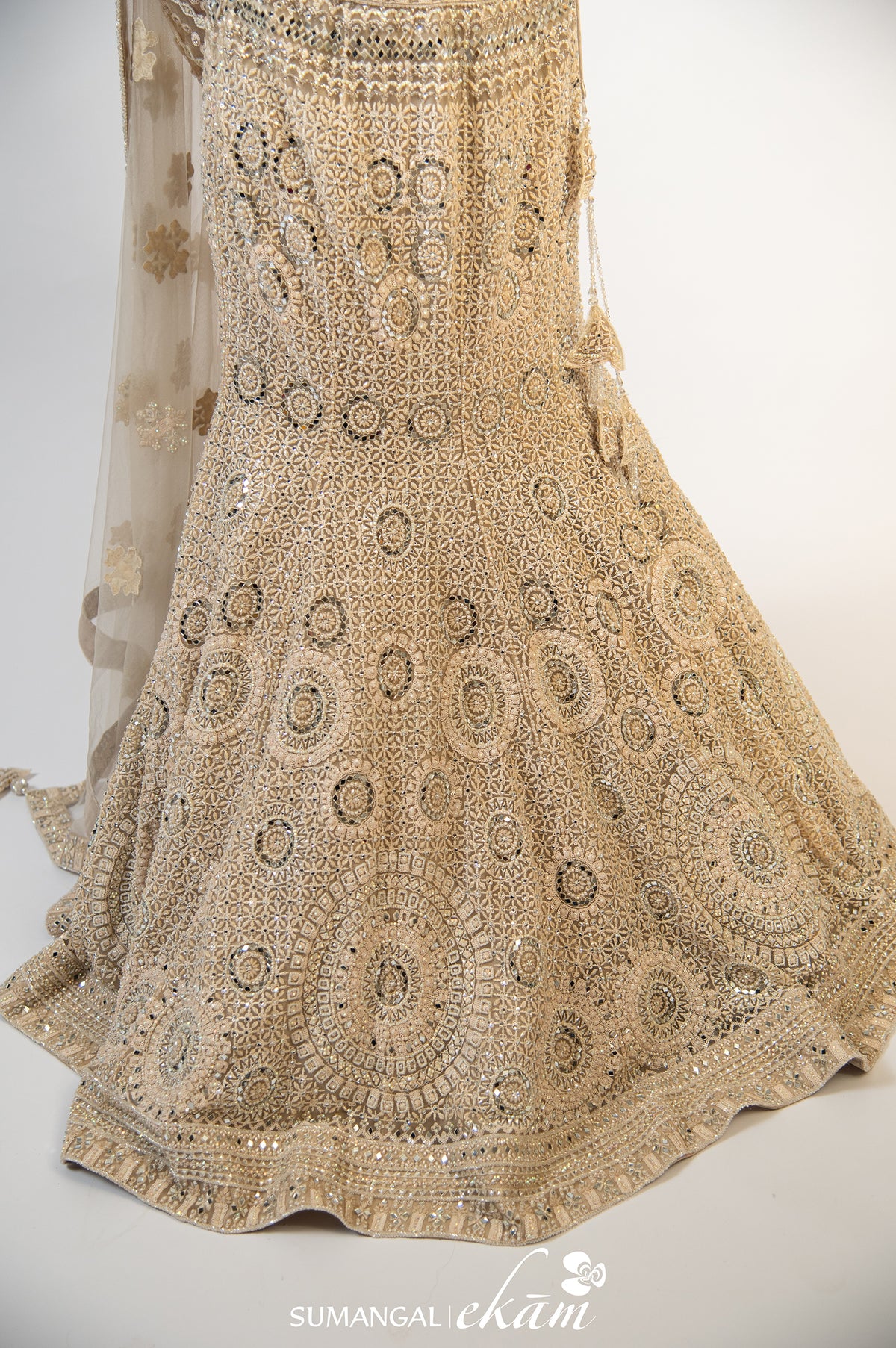 Designer Golden Net Party Wear Lehenga