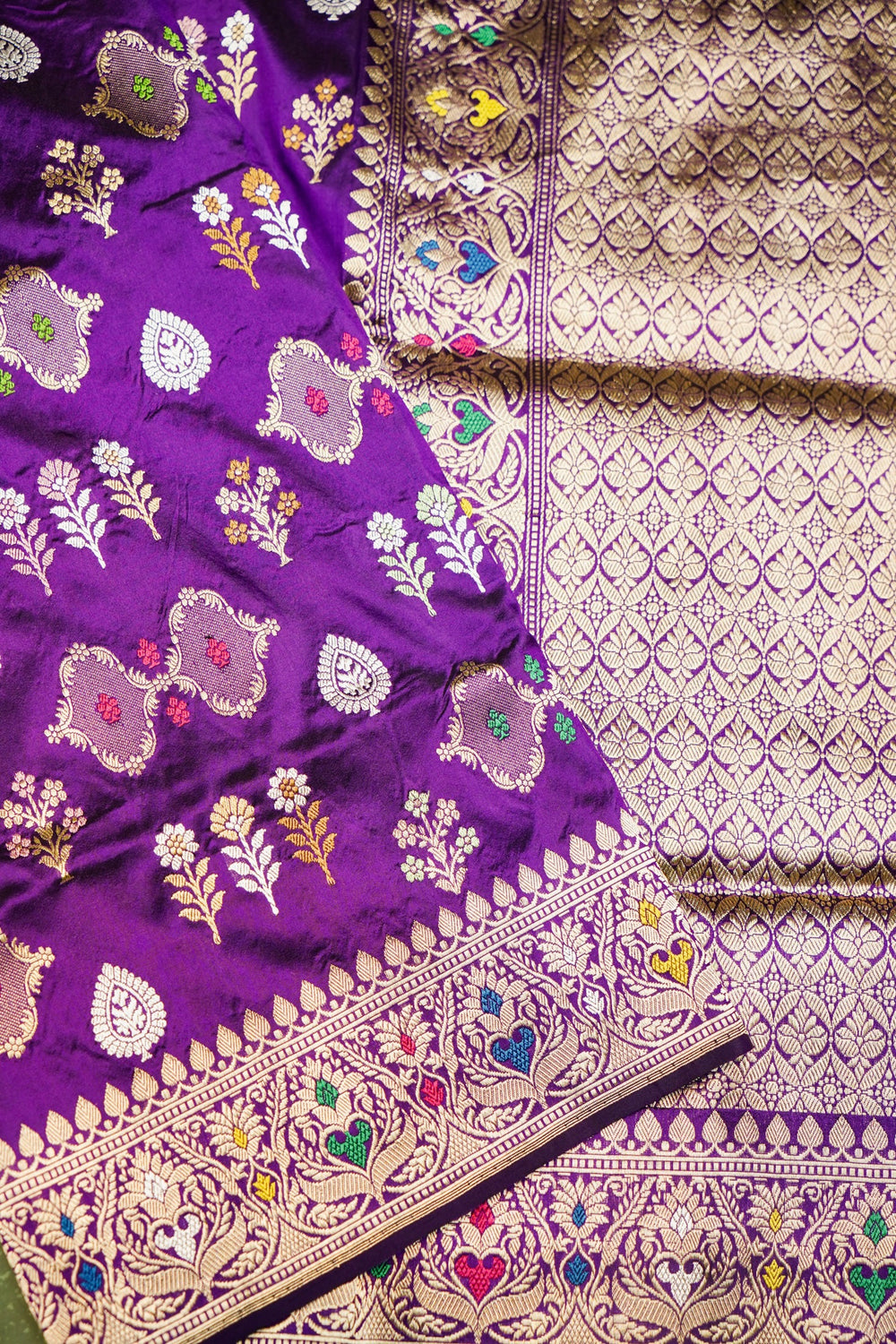 Handwoven Purple Banarasi Katan Silk Saree