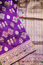 Handwoven Purple Banarasi Katan Silk Saree