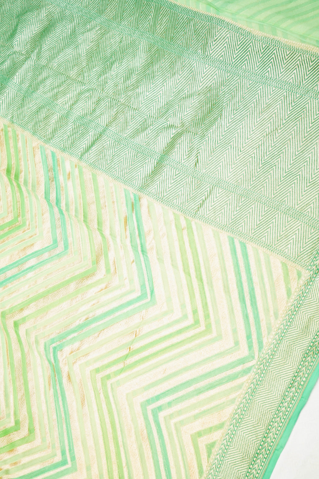 Handwoven Sea Green Banarasi Khaddi Georgette Saree