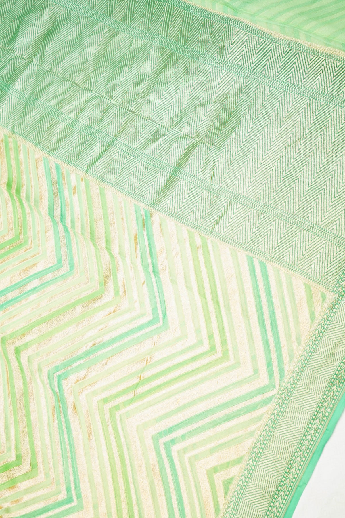 Handwoven Sea Green Banarasi Khaddi Georgette Saree