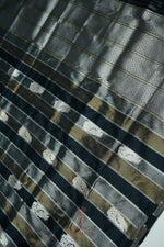 Handwoven Black Shikargah Banarasi Tissue Katan Silk Saree