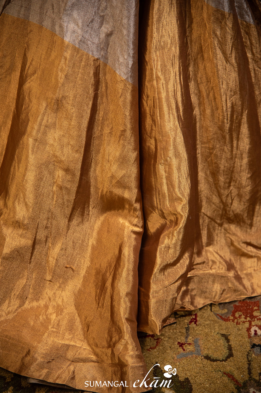 Designer Golden Silver Tissue Silk Party Wear Lehenga