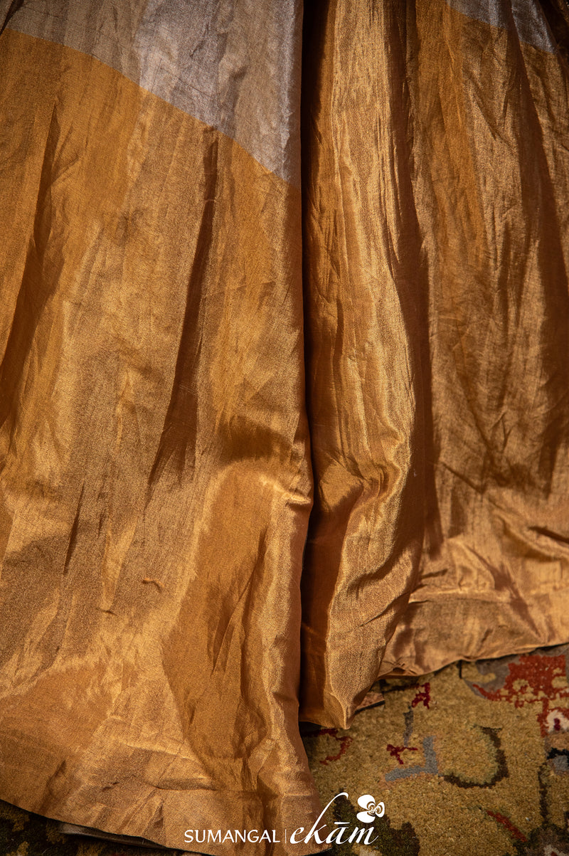 Designer Golden Silver Tissue Silk Party Wear Lehenga