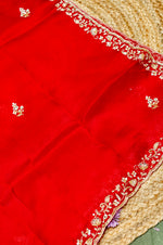Designer Blood Red Kora Silk Suit