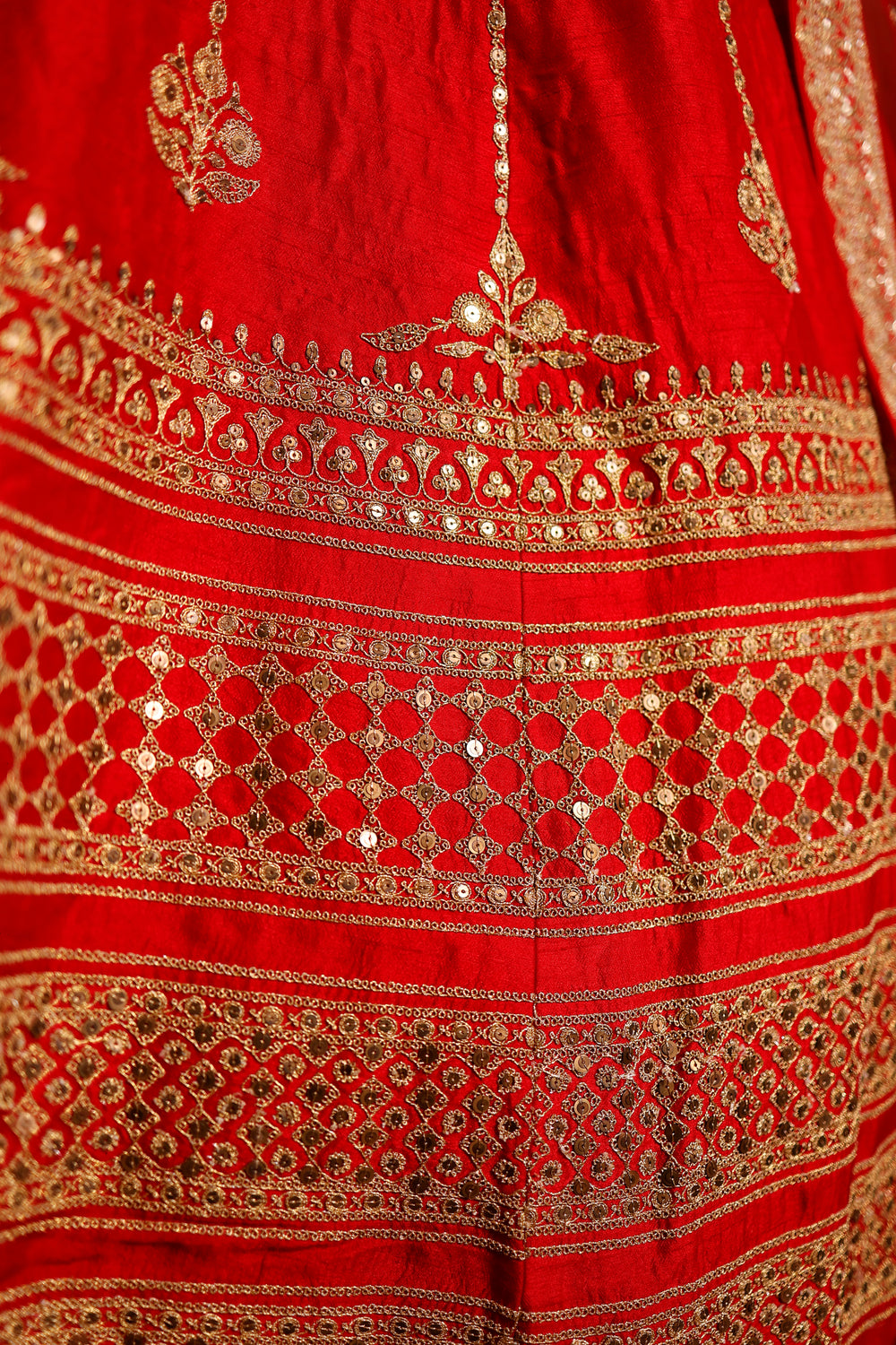 Designer Red Raw Silk Bridal Lehenga
