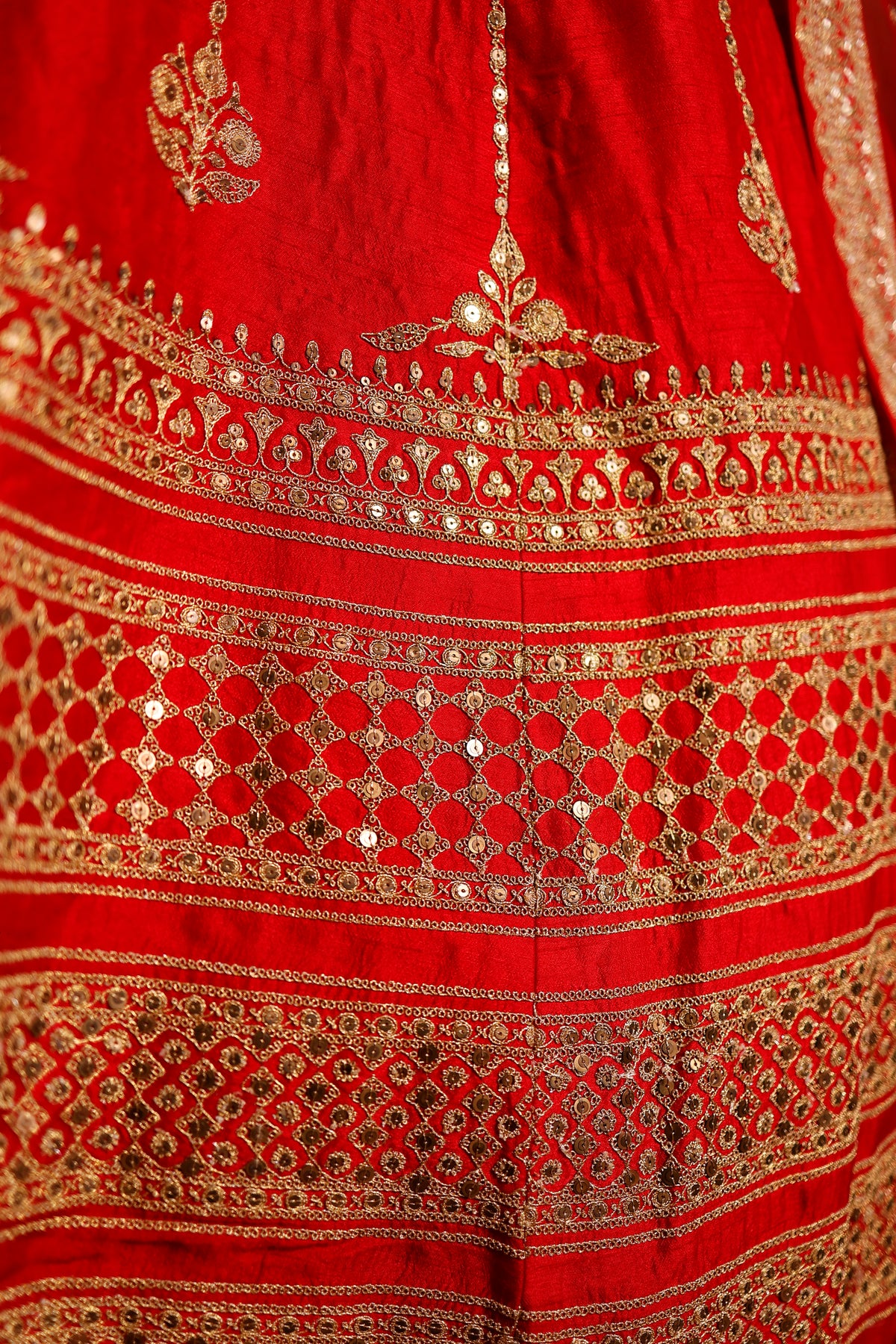 Designer Red Raw Silk Bridal Lehenga
