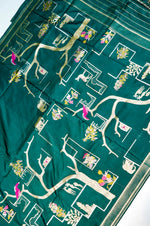 Handwoven Dark Green Meenakari Banarasi Katan Silk Saree
