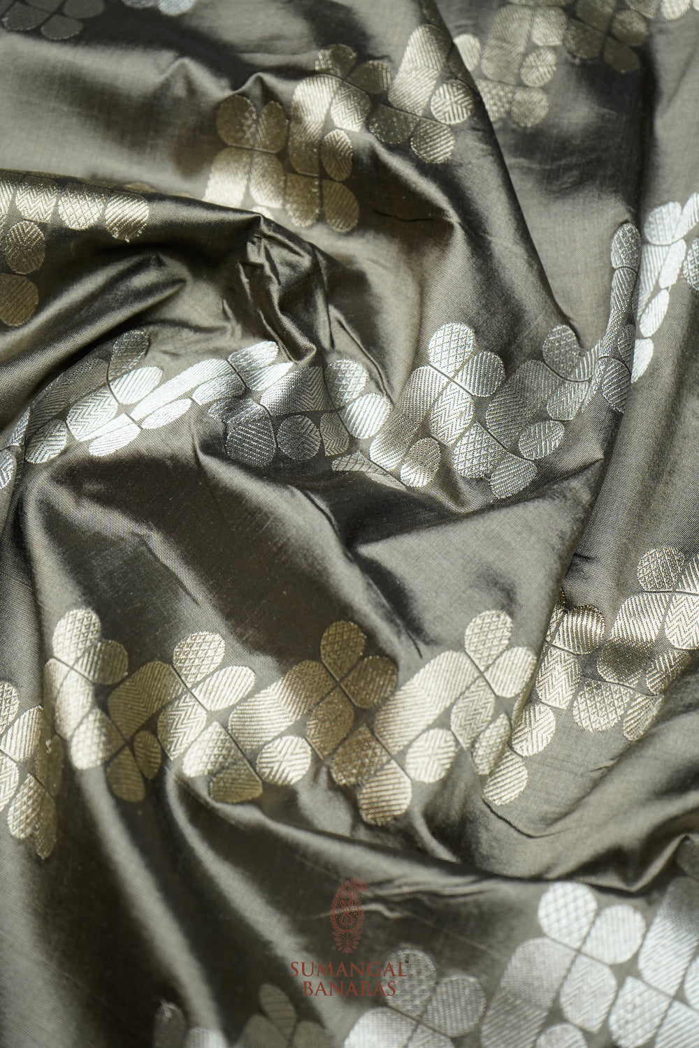 Handwoven Grey Banarasi Katan Silk Saree