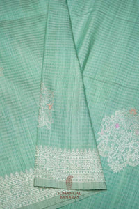 Handwoven Sea Green Banarasi Tussar Silk Saree