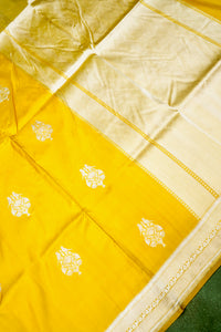 Handwoven Mustard Yellow Banarasi Katan Silk Saree