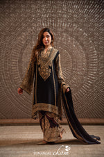 Designer Black Crepe Silk Suit Set