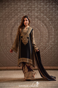 Designer Black Crepe Silk Suit Set