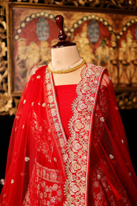 Designer Red Raw Silk Bridal Lehenga