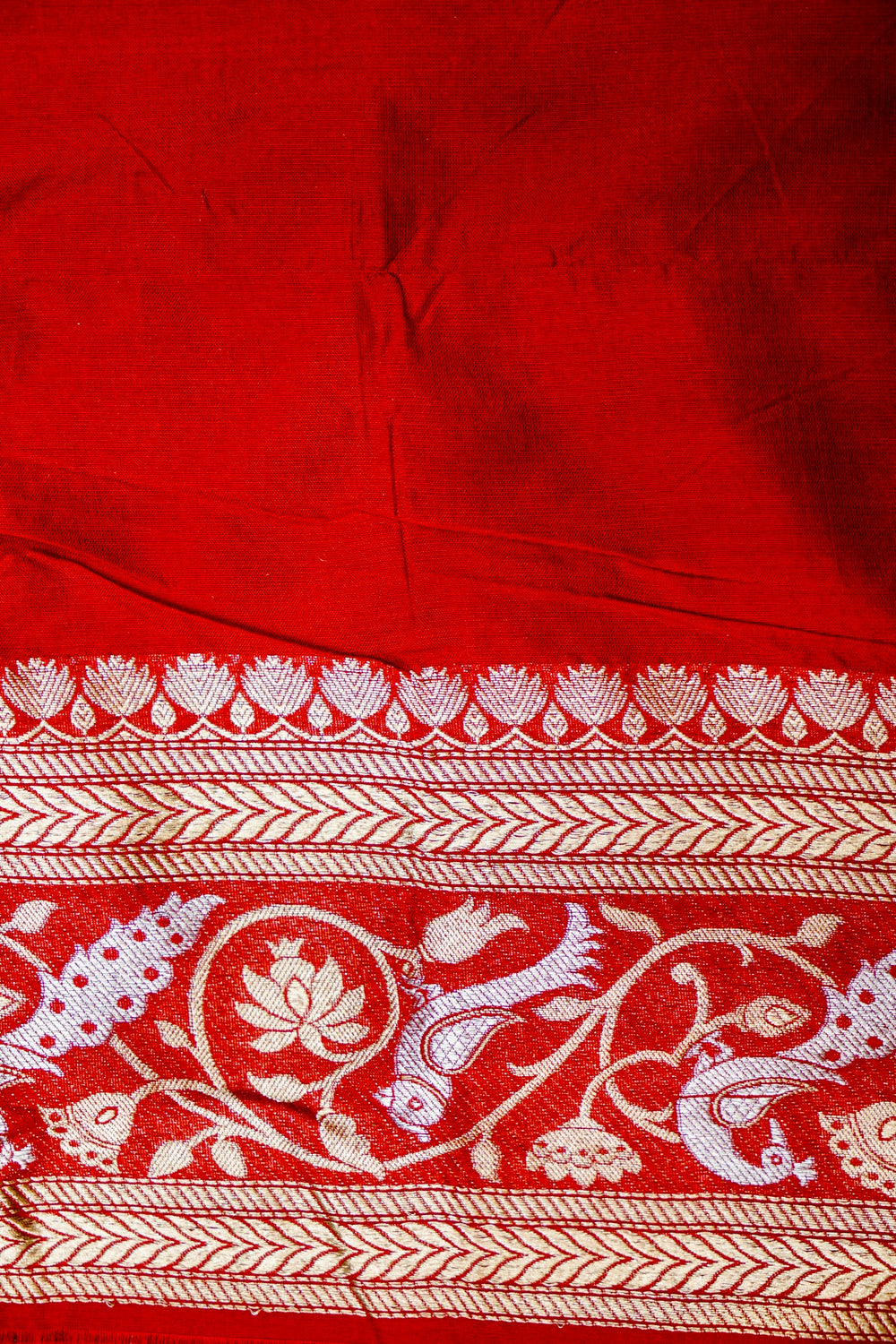 Handwoven Brick Red Shikargah Banarasi Katan Silk Saree