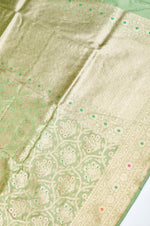 Handwoven Pista Green Meenakari Kadhwa Banarasi Katan Silk Saree