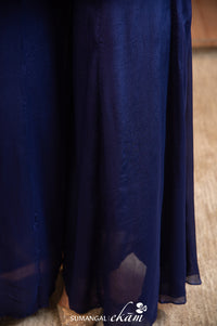 Designer Blue Crepe Silk Sharara Suit Set